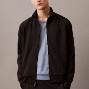 Calvin Klein Men's Stretch Twill Track Jacket Black  Beauty Size XL